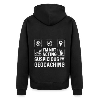 I'm Geocaching Saying Funny Geocacher - Unisex Premium Organic Zip Hoodie - black - Back - Nico (187cm)