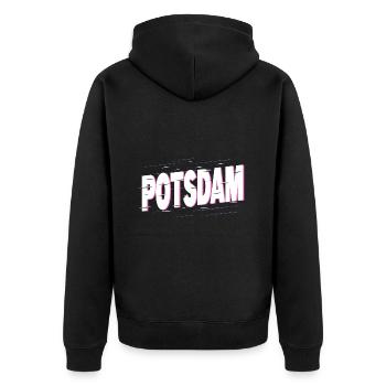 Potsdam Deutschland Stadt Schrift Heimat Liebe - Unisex Premium Bio Zip Hoodie - Schwarz - Hinten - Nico (187cm)