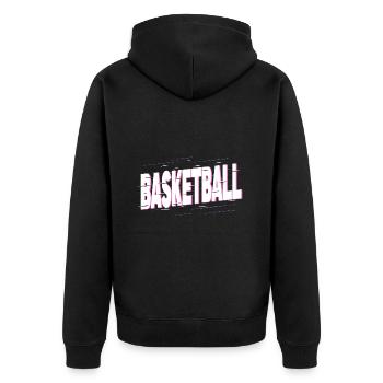 Basketball Basketball Sports Font Team Fan - Unisex Premium Organic Zip Hoodie - black - Back - Nico (187cm)