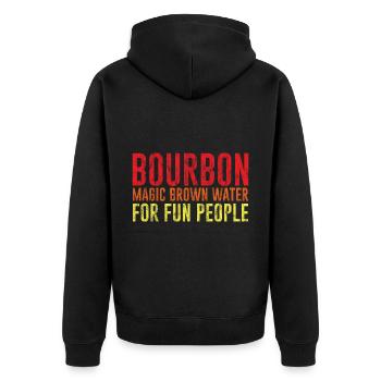 Bourbon, Magic Brown Water For Fun People 3 - Unisex Premium Bio Zip Hoodie - Schwarz - Hinten - Nico (187cm)