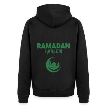 Ramadan Kareem Moschee Muslim Geschenkidee - Unisex Premium Bio Zip Hoodie - Schwarz - Hinten - Nico (187cm)