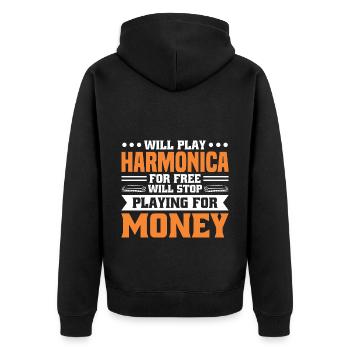 Harmonica Orgue à bouche Harmoniciste Joueur d’harmonica - Veste à capuche bio Premium Unisexe - noir - Dos - Nico (187cm)