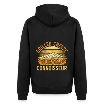 Connoisseurs of grilled cheese Cheesy grilled cheese - Unisex Premium Organic Zip Hoodie - black - Back - Nico (187cm)