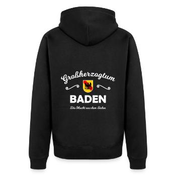 Die Süddeutschen im Badnerland - Unisex Premium Bio Zip Hoodie - Schwarz - Hinten - Nico (187cm)