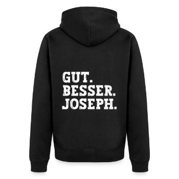 Gut Besser Joseph Lustiger Spruch Name Joseph - Unisex Premium Bio Zip Hoodie - Schwarz - Hinten - Nico (187cm)