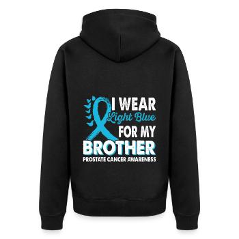 Tragen Sie Hellblau Für Den Brother - Unisex Premium Bio Zip Hoodie - Schwarz - Hinten - Nico (187cm)