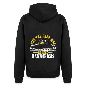 Französische Harfinisten und Harmonikaspieler - Unisex Premium Bio Zip Hoodie - Schwarz - Hinten - Nico (187cm)