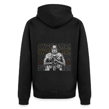 Schwert Krieger Schwerter - Unisex Premium Bio Zip Hoodie - Schwarz - Hinten - Nico (187cm)