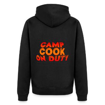 Camp Cook On Duty - Unisex Premium Bio Zip Hoodie - Schwarz - Hinten - Nico (187cm)