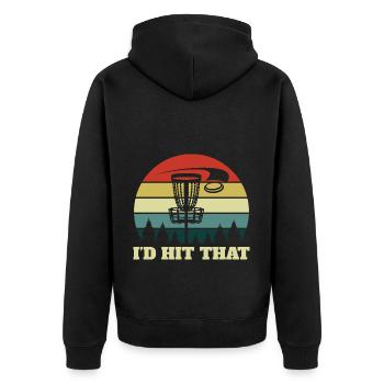 I'd Hit the Disc Disc Golf Disc - Unisex Premium Organic Zip Hoodie - black - Back - Nico (187cm)
