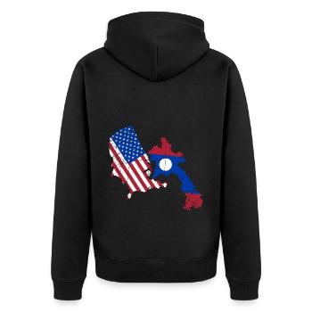 Drapeau semi-américain américain du Laos - Veste à capuche bio Premium Unisexe - noir - Dos - Nico (187cm)