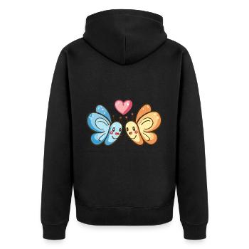 Papillon Couple Amoureux Animal Saint Valentin - Veste à capuche bio Premium Unisexe - noir - Dos - Nico (187cm)