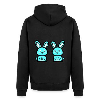 Ostern Symbol Hase - Unisex Premium Bio Zip Hoodie - Schwarz - Hinten - Nico (187cm)