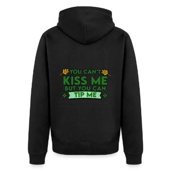 You Can't Kiss Me But You Can Tip Me - Unisex Premium Bio Zip Hoodie - Schwarz - Hinten - Nico (187cm)