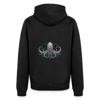 Cthulhu Lord and Savior Monster Horror T-Shirt - Unisex Premium Bio Zip Hoodie - Schwarz - Hinten - Nico (187cm)