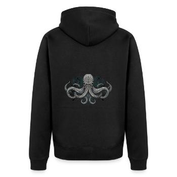 Cthulhu Lord and Savior Monster Horror T-Shirt - Unisex Premium Bio Zip Hoodie - Schwarz - Hinten - Nico (187cm)