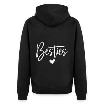 Besties - Unisex Premium Bio Zip Hoodie - Schwarz - Hinten - Nico (187cm)