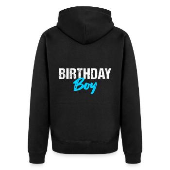 Birthday Boy - Unisex Premium Bio Zip Hoodie - Schwarz - Hinten - Nico (187cm)