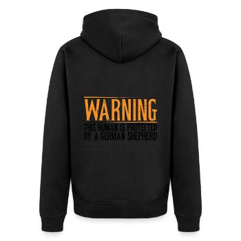 This Human Is Protected By A German Shepherd 7 - Unisex Premium Bio Zip Hoodie - Schwarz - Hinten - Nico (187cm)