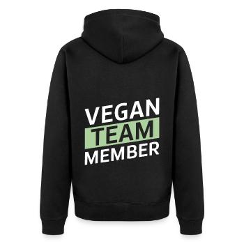 Vegan Team - Unisex Premium Bio Zip Hoodie - Schwarz - Hinten - Nico (187cm)