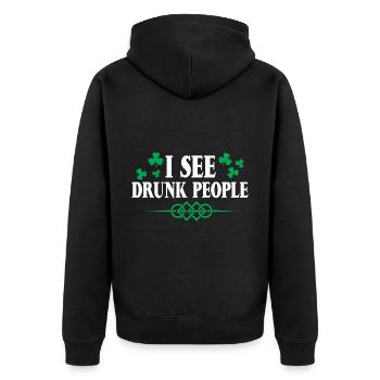 I See Drunk People 4 - Unisex Premium Organic Zip Hoodie - black - Back - Nico (187cm)