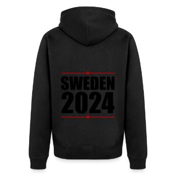 Suède 2024 - Veste à capuche bio Premium Unisexe - noir - Dos - Nico (187cm)