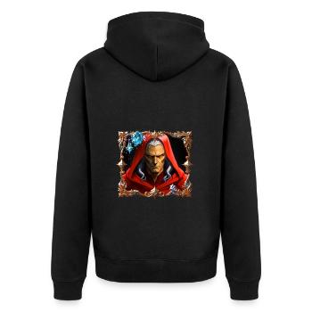 The Red Magician - Unisex Premium Organic Zip Hoodie - black - Back - Nico (187cm)