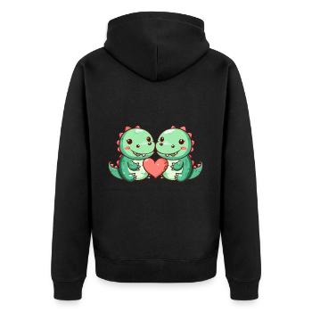 Couple d’alligators amoureux Animal Saint-Valentin - Veste à capuche bio Premium Unisexe - noir - Dos - Nico (187cm)