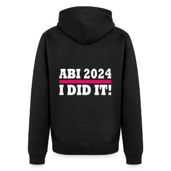 Abi 2024 - Unisex Premium Bio Zip Hoodie - Schwarz - Hinten - Nico (187cm)