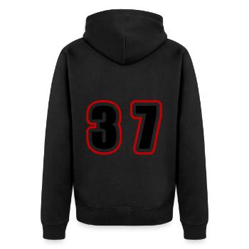 37 Number College - Unisex Premium Organic Zip Hoodie - black - Back - Nico (187cm)
