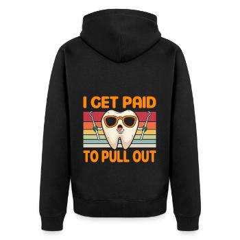 Zahnfee Humorvolle Spruchkunst - Unisex Premium Bio Zip Hoodie - Schwarz - Hinten - Nico (187cm)