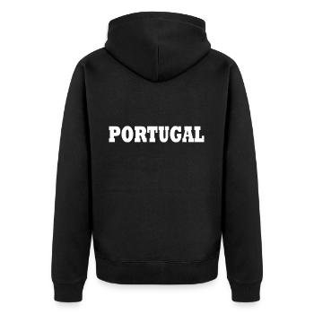 Portugal - Unisex Premium Organic Zip Hoodie - black - Back - Nico (187cm)