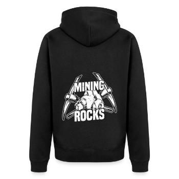 Goldbergbau Goldmine - Unisex Premium Bio Zip Hoodie - Schwarz - Hinten - Nico (187cm)