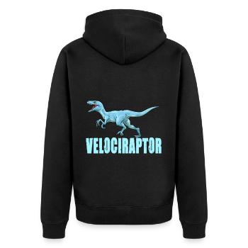 Dinosaurier Velociraptor Raptor Dino - Unisex Premium Bio Zip Hoodie - Schwarz - Hinten - Nico (187cm)