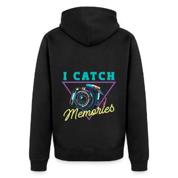 Photography Camera Lens Retro - Unisex Premium Bio Zip Hoodie - Schwarz - Hinten - Nico (187cm)