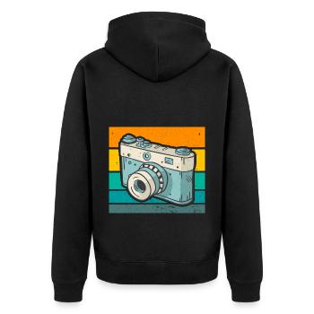 Photography Camera Lens Retro - Unisex Premium Bio Zip Hoodie - Schwarz - Hinten - Nico (187cm)