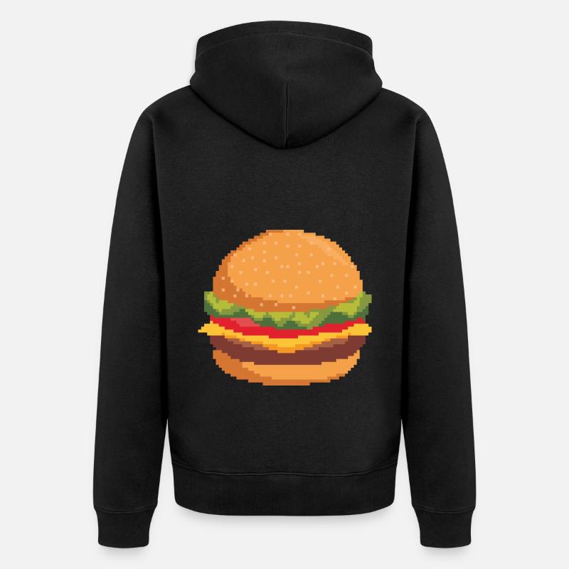 Burger Rétro Pixel - Veste à capuche bio Premium Unisexe - noir