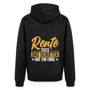 Rentner 2023 Schuften hat ein Ende Rente - Unisex Premium Bio Zip Hoodie - Schwarz - Hinten - Nico (187cm)