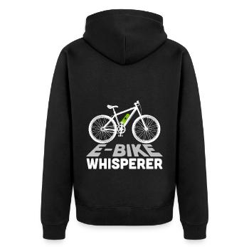Ebike Whisperer E-Bike Elektrisches Mountainbike - Unisex Premium Bio Zip Hoodie - Schwarz - Hinten - Nico (187cm)