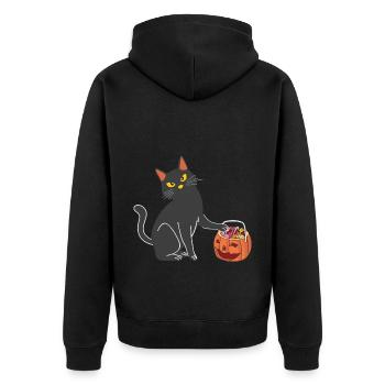 Halloween Katze Hexe - Unisex Premium Bio Zip Hoodie - Schwarz - Hinten - Nico (187cm)
