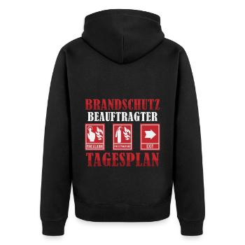 Brandschutzbeauftragter Brandschutz Tagesplan - Unisex Premium Bio Zip Hoodie - Schwarz - Hinten - Nico (187cm)