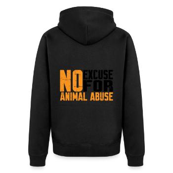 No Excuse For Animal Abuse 7 - Unisex Premium Organic Zip Hoodie - black - Back - Nico (187cm)