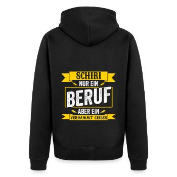 Schiri Unparteiischer Fußball Schiedsrichter - Unisex Premium Bio Zip Hoodie - Schwarz - Hinten - Nico (187cm)