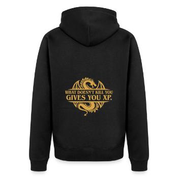 What Doesnt Kill You Give You XP Funny RPG Quotes - Unisex Premium Organic Zip Hoodie - black - Back - Nico (187cm)