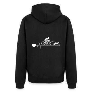 Bikejöring HundScooting Hund Sport Fahrrad Fahrrad - Unisex Premium Bio Zip Hoodie - Schwarz - Hinten - Nico (187cm)