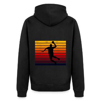 Handballspieler Retro Vintage 80er Jahre Stil Handballer - Unisex Premium Bio Zip Hoodie - Schwarz - Hinten - Nico (187cm)