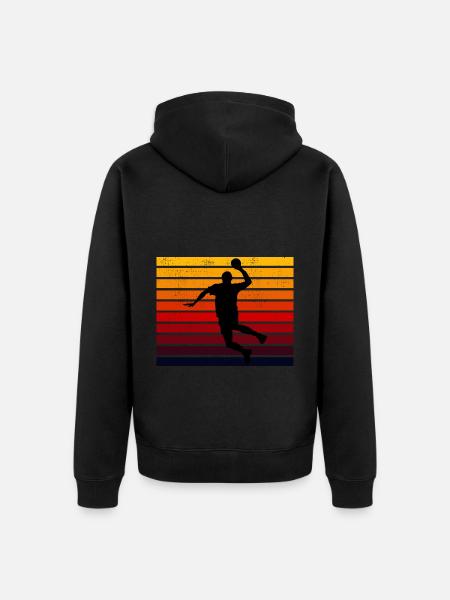 Piłkarz ręczny Retro Vintage 80s Style Piłka ręczna - Premium økologisk unisex-hættejakke - sort