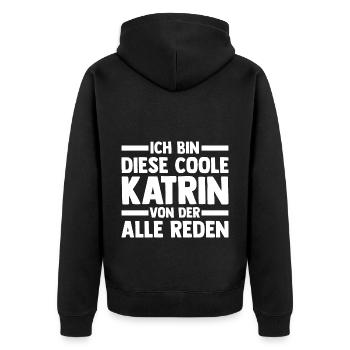 Katrin - Unisex Premium Bio Zip Hoodie - Schwarz - Hinten - Nico (187cm)