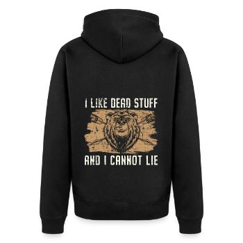 Ich mag totes Zeug und ich kann nicht lügen Taxide - Unisex Premium Bio Zip Hoodie - Schwarz - Hinten - Nico (187cm)