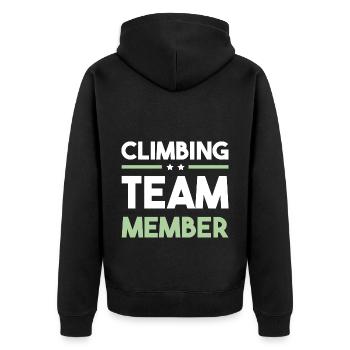 Climbing Team - Unisex Premium Organic Zip Hoodie - black - Back - Nico (187cm)